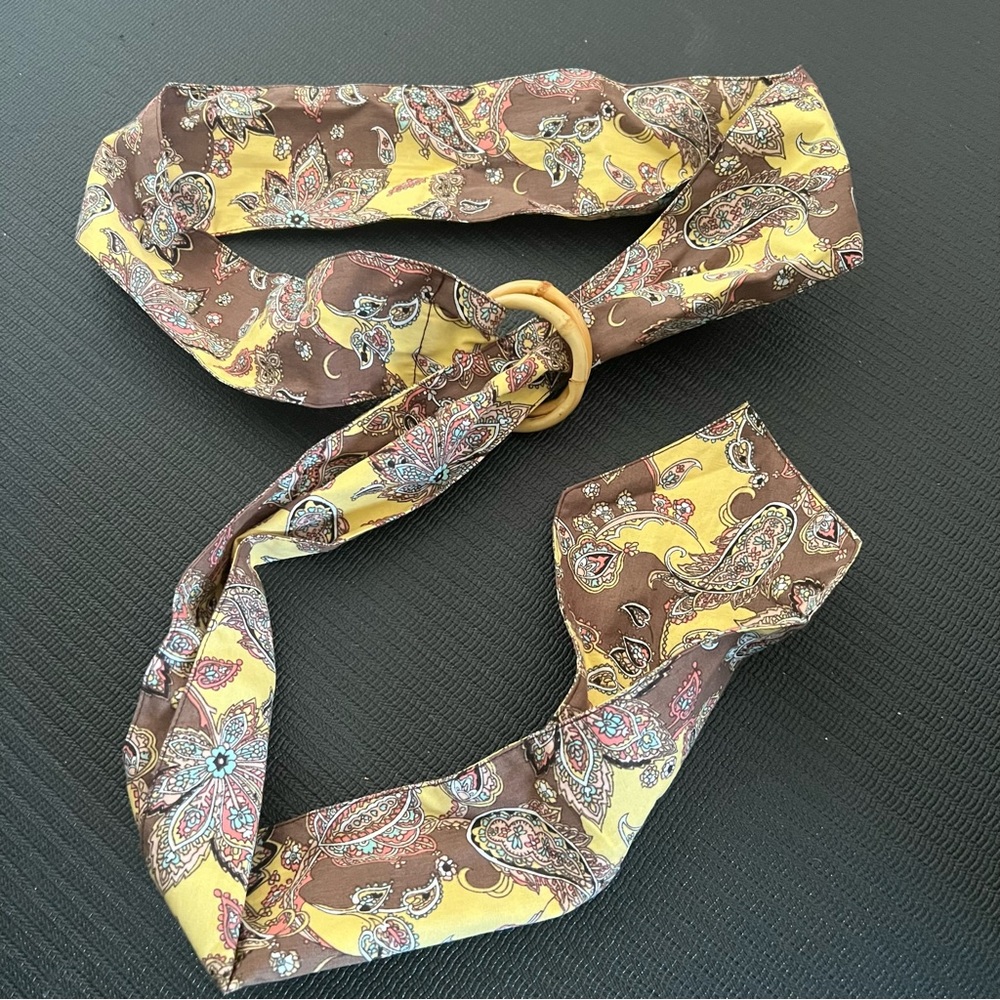 Ann Taylor LOFT Rattan Belt fabric pattern one size (will fit xxl) retro vintage